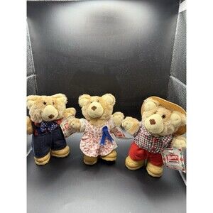 LOT OF 3 VINTAGE 1986 WENDY'S PROMOTION 7" FURSKINS TEDDY BEARS NEW WITH TAGS
